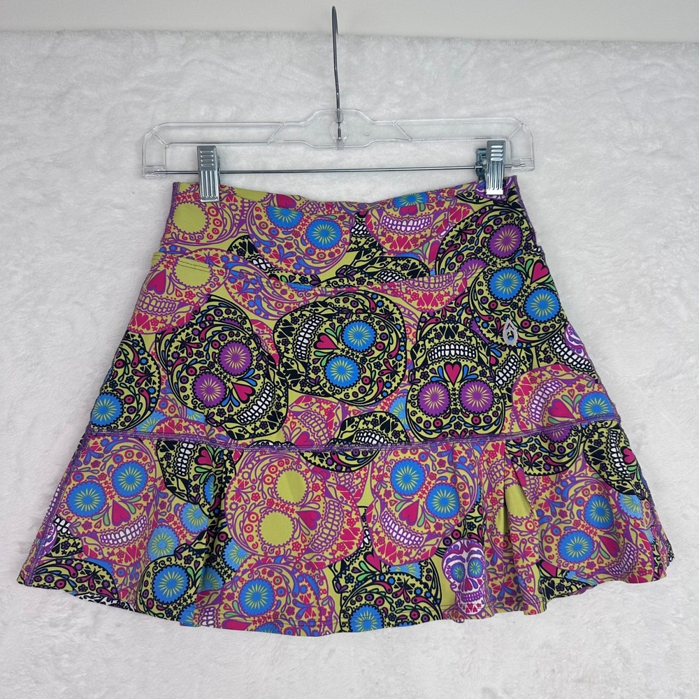 Dona Jo JoJo Skirt Sugar Skull Athletic Skort Women Size 1 Pink Multi Color